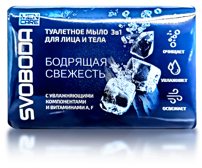 Туалетное мыло 3в1 Svoboda Men Care для лица и тела, 90г