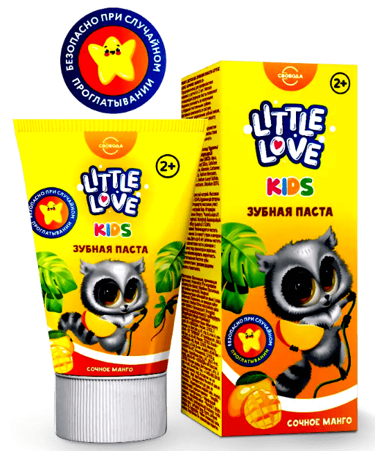 Детская зубная паста Little Love, сочное манго 2+, 50мл