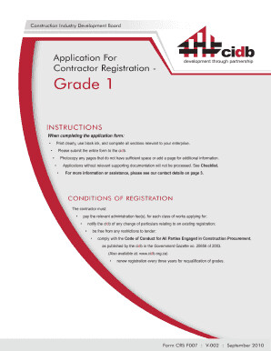 CIDB GRD 1 REGISTRATION