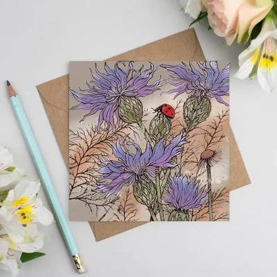Ladybird and Cornflowers Greeting Card