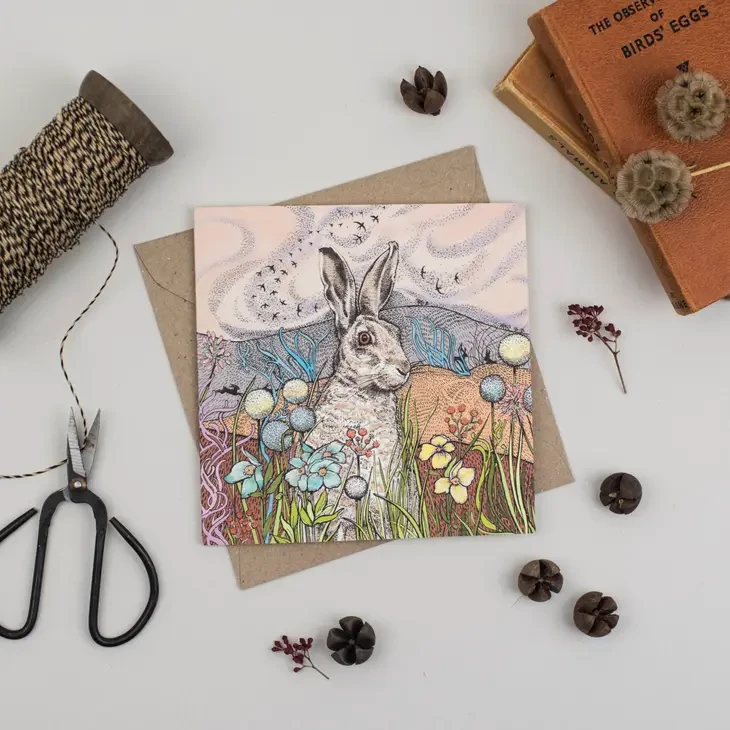 Hares in the Field Greeting Card