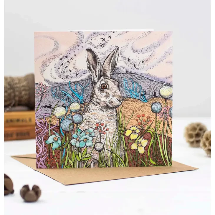 Hares in the Field Greeting Card