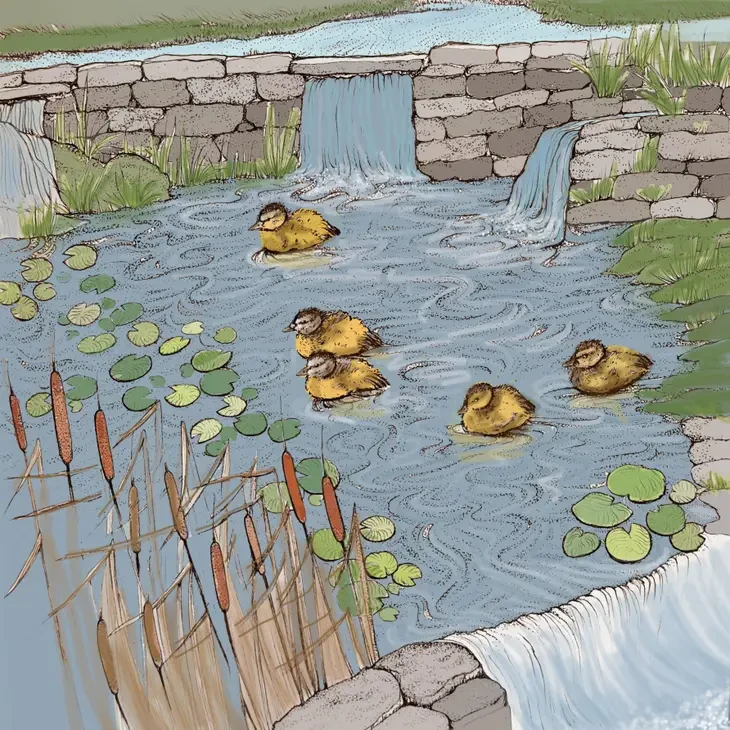 Duckings on a Pond Greeting Card