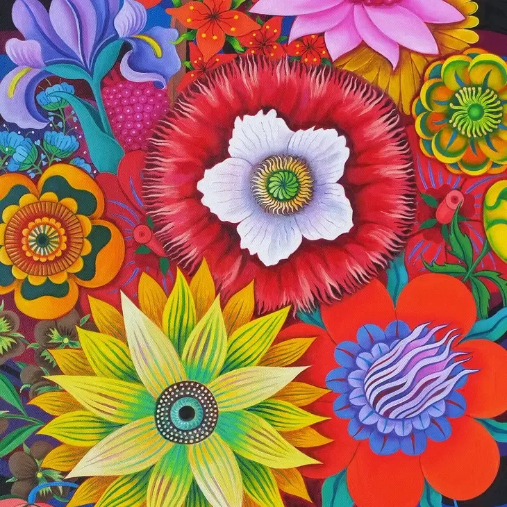 Bright Blooms with Poppy Greeting Card