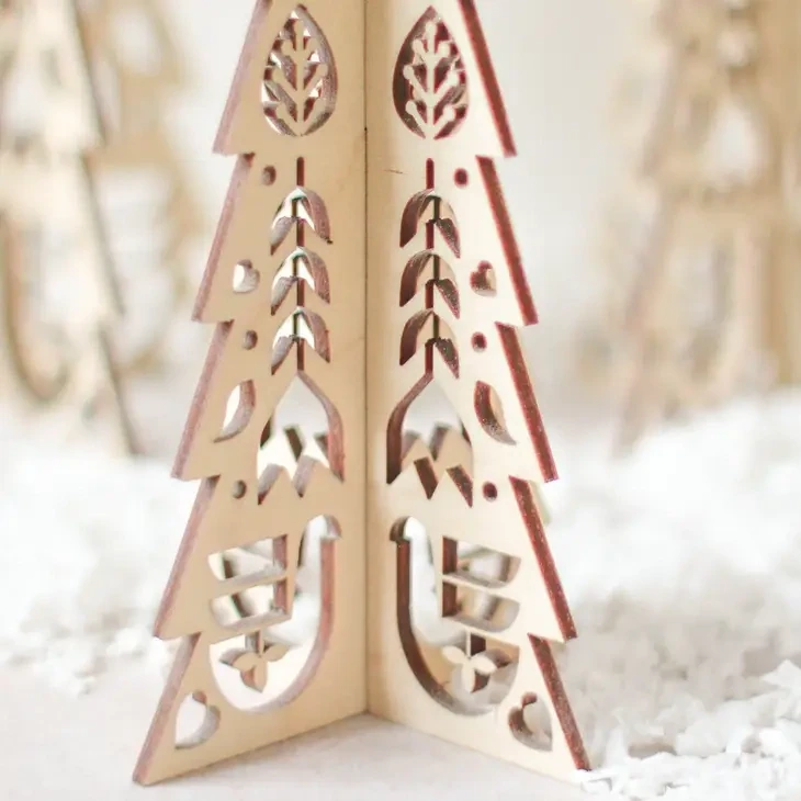 Christmas Tree Set Folk Cutout Design