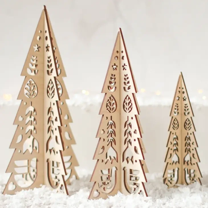 Christmas Tree Set Folk Cutout Design