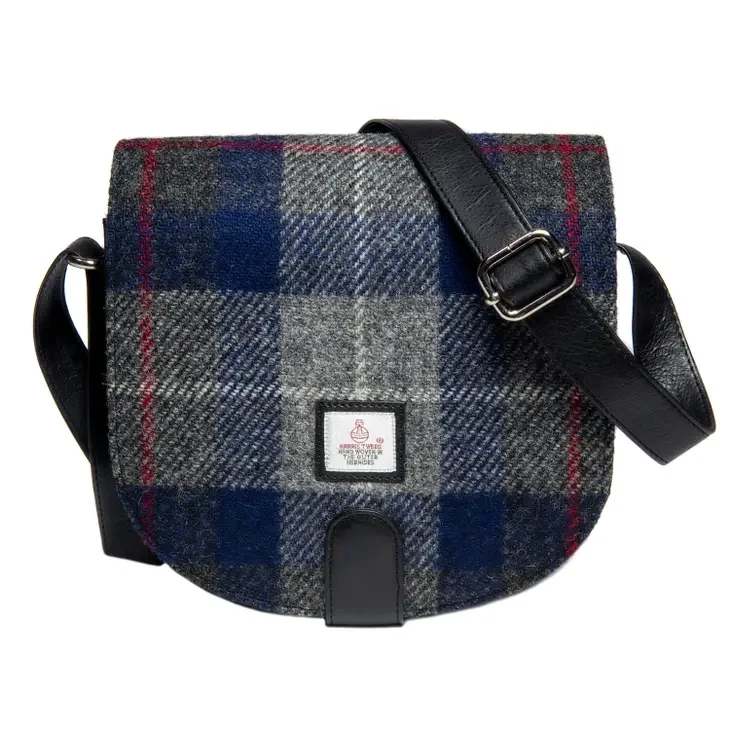 Harris Tweed - Plaid Navy and Blue - Small Cross Body Bags