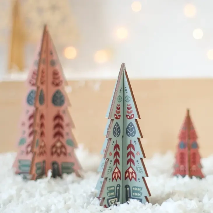 Christmas Tree Set, Folk Design - Coloured