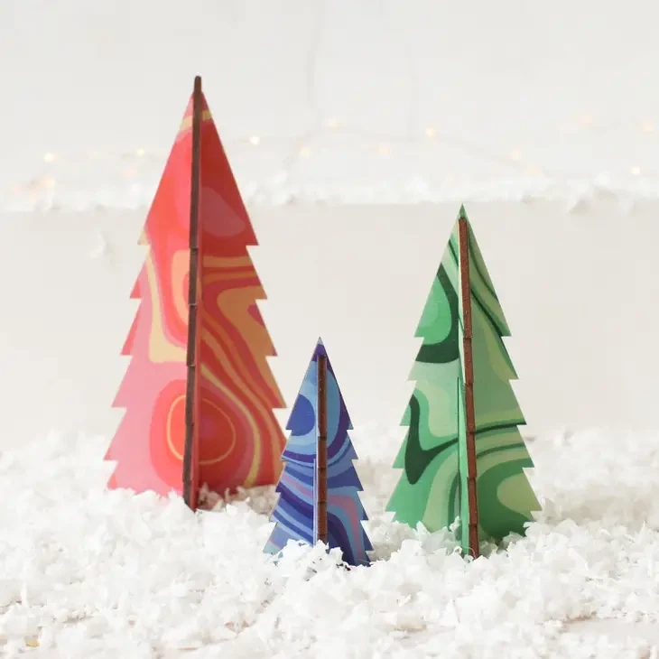 Christmas Tree Set, Swirl Design
