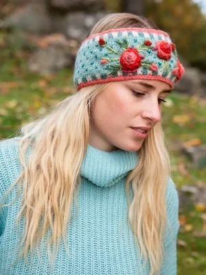 Aubrey - Women's Wool Knit Headband - Aqua