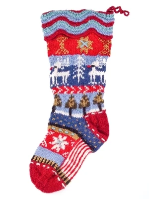 Dalarna - Wool Knit Christmas Stocking - Light Blue