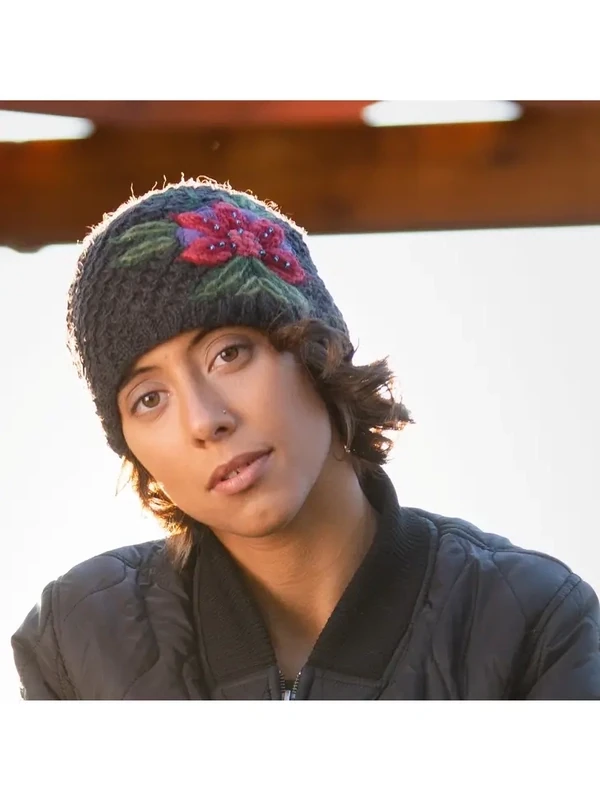 Naomi - Women's Wool Knit Beanie - Charcoal