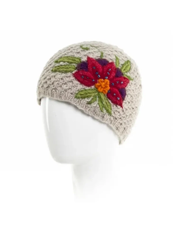 Naomi - Women's Wool Knit Beanie - Light Natural