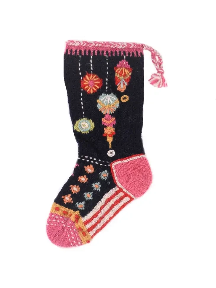 Ornaments - Wool Knit Christmas Stocking - Navy