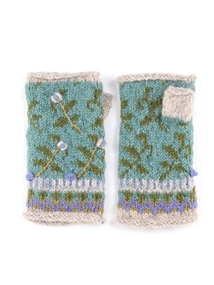 Verbier - Women's Wool Knit Handwarmers - Aqua