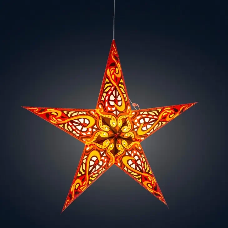 Gaea 5 Point 24 Inch Orange-Brown Paper Star Lantern Light