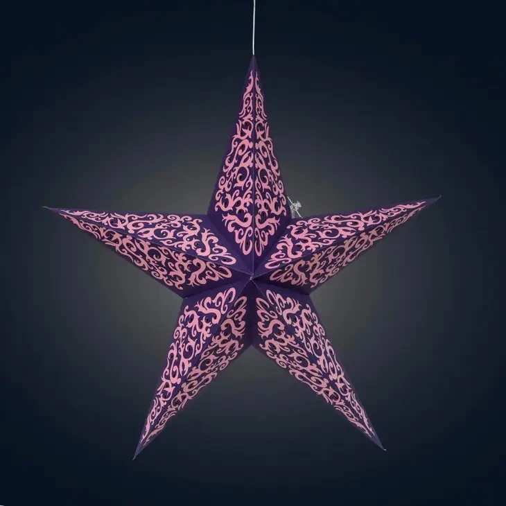 Mirage 5 Point 24 Inch Purple Paper Star Lantern Light