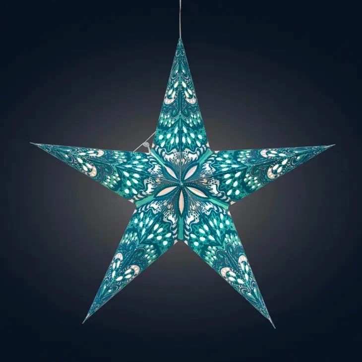 Varsha 5 Pointer 24 Aqua Paper Star Lantern Light