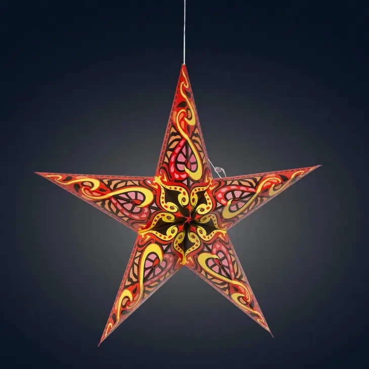 Gaea 5 Point 24 Inch Orange-Brown Paper Star Lantern Light