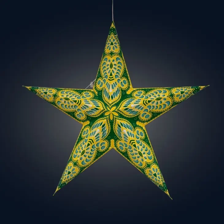 Phoenix 5 Pointer 24 Inch Yellow Paper Star Lantern Light