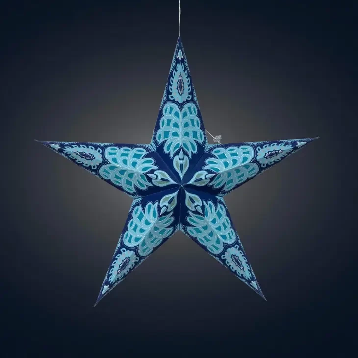 Alas 5 Point 24 Inch Blue Paper Star Lantern Light