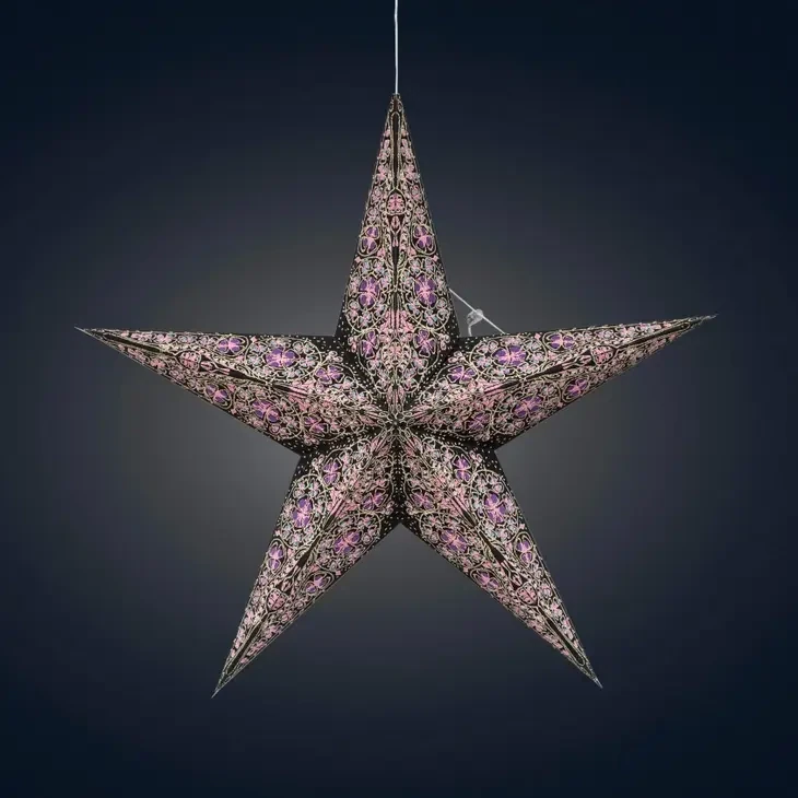 Cathedral 5 Point 24 Inch Turquoise-Violet Paper Star Lantern