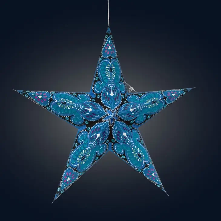 Phoenix 5 Pointer 24 Inch Blue Paper Star Lantern Light