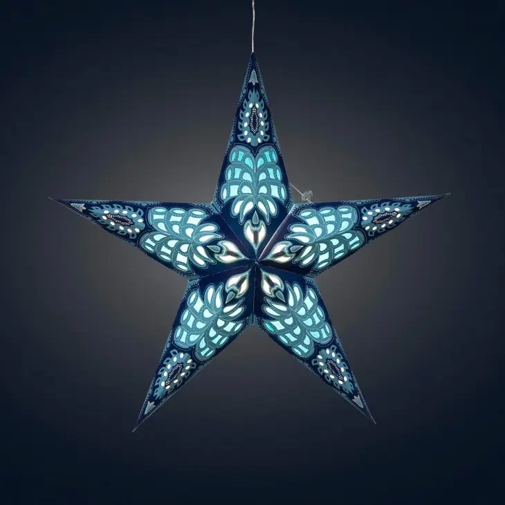 Alas 5 Point 24 Inch Blue Paper Star Lantern Light