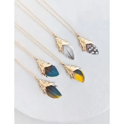 Mini Feather Necklace - Spotted