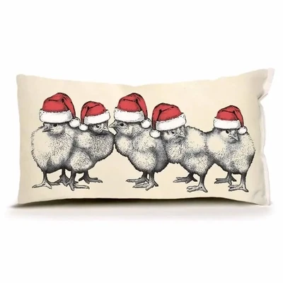 Santa Chicks Small Pillow