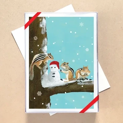 THREE CHIPMUNKS BOXED HOLIDAY CARDS - Set of 12