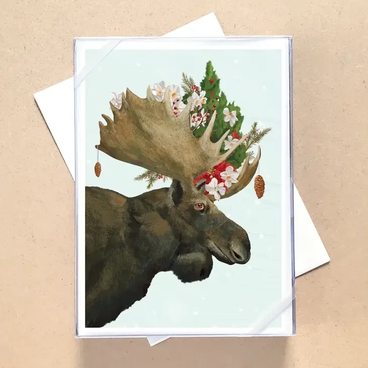 MOOSE BOUQUET BOXED HOLIDAY CARDS - Set of 12