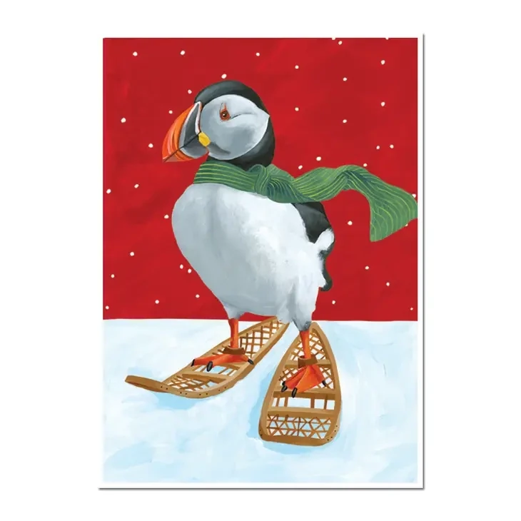 PUFFIN SNOWSHOES HOLIDAY CARD