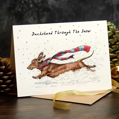Dachshund Through The Snow Card 5 x 7