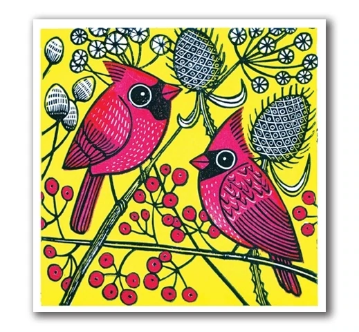 Red Cardinals - Blank Greeting Card