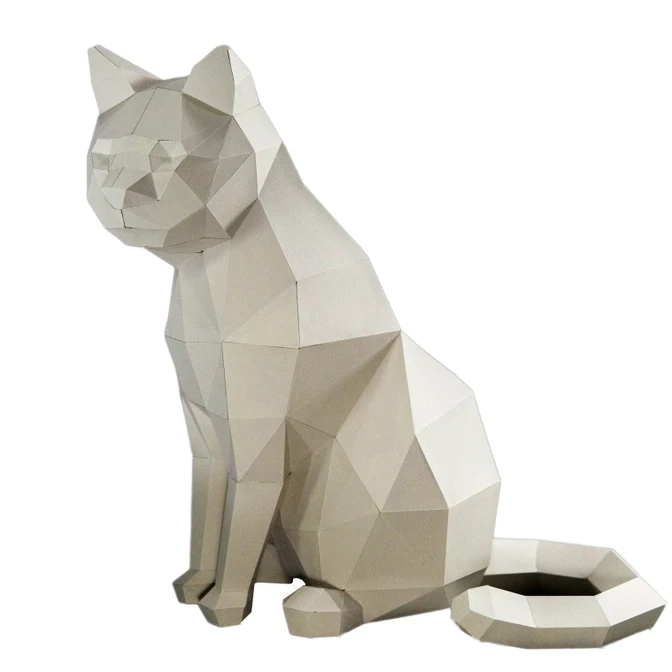 White Cat 3D Model Paper Art