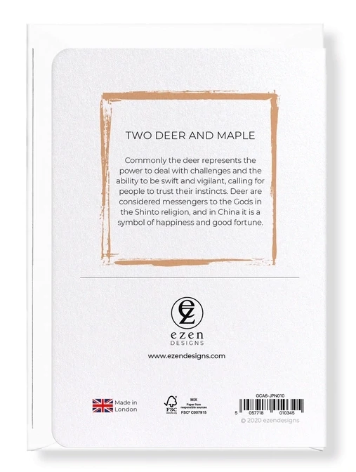 TWO DEER AND MAPLE - Japanese Greeting Card
