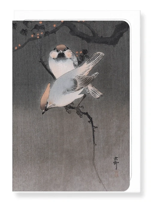 WAXWING BIRDS - Japanese Greeting Card WAXWING BIRDS - Japanese Greeting Card