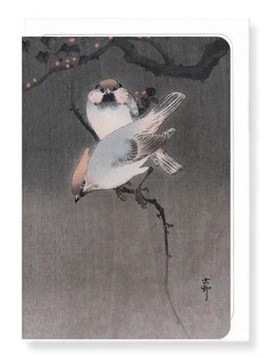 WAXWING BIRDS - Japanese Greeting Card