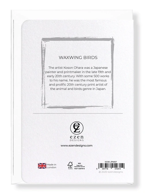 WAXWING BIRDS - Japanese Greeting Card