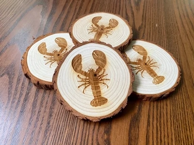 Engraved Wood Lobster Coaster