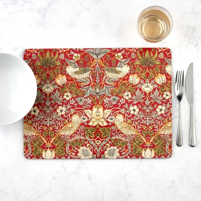 William Morris Strawberry Thief Placemats Set of 4 - Red