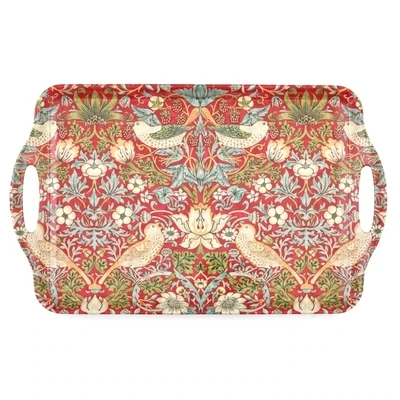 William Morris Strawberry Thief Large Mel. Hand. Tray - Red