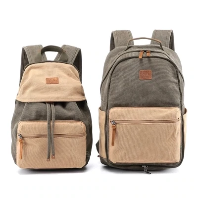 Trail and Tree Double Backpack - Army Green & Khaki