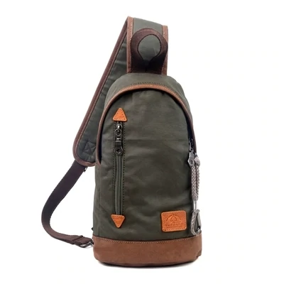 Urban Light Coated Canvas Sling Bag - Army Green