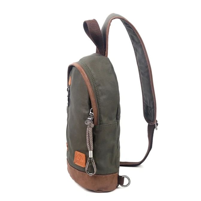 Urban Light Coated Canvas Sling Bag - Army Green