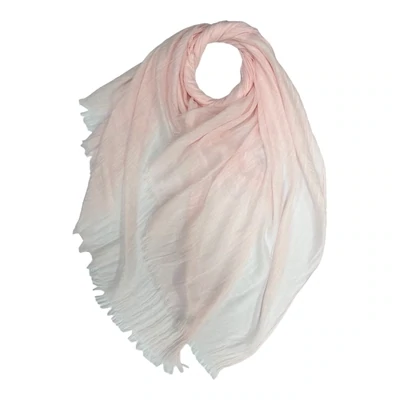 Classic Plain Cotton Blend Scarf Finished with Fringes - Baby Pink