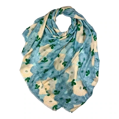 Calendula Flower Print Scarf - Blue