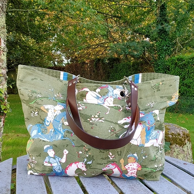 Khaki Green Polo Reversible Bag, Persian Polo Players