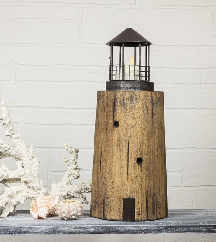  Wooden Light House with Tealight Top